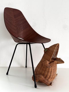 Italian Vintage Rattan Frog Basket, 1980s