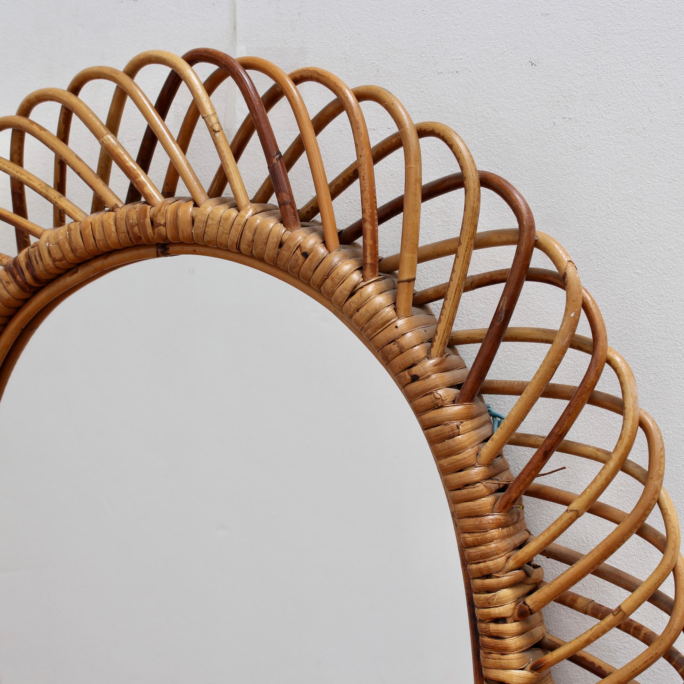 Italian Vintage Rattan Wall Mirror (circa 1960s) For Sale at 1stDibs