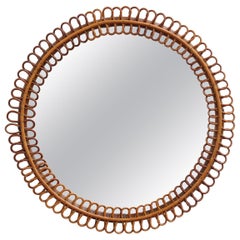 Italian Vintage Rattan Wall Mirror 
circa 1960s
