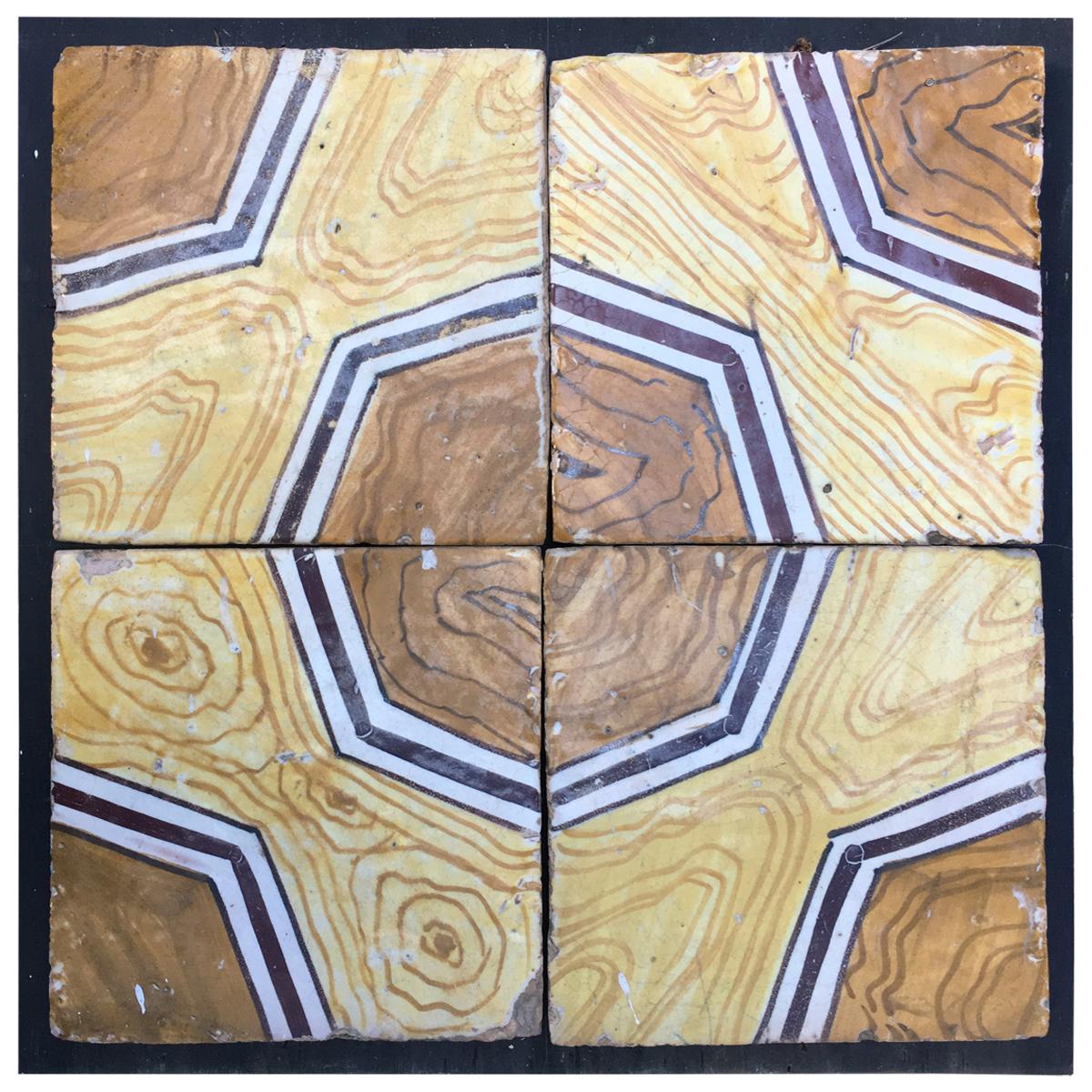 Italian Vintage Reclaimed Decorated Tiles from Early 20th Century For Sale