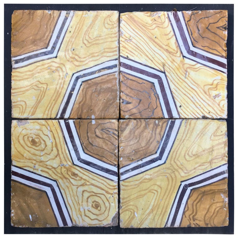 Italian Vintage Reclaimed Decorated Tiles from Early 20th Century For