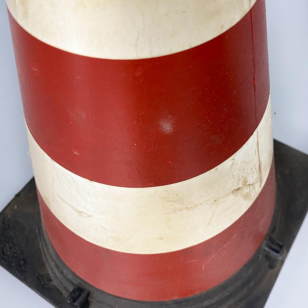 Plastic Italian vintage red and white road cones, 1960s For Sale