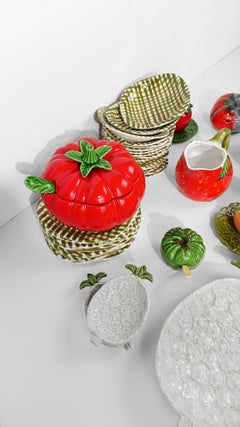 Italian Vintage Red Tomato Tureen in Majolica Ceramic, 70s