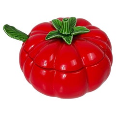Italienische rote Tomatenterrine aus Majolika-Keramik, 70er Jahre