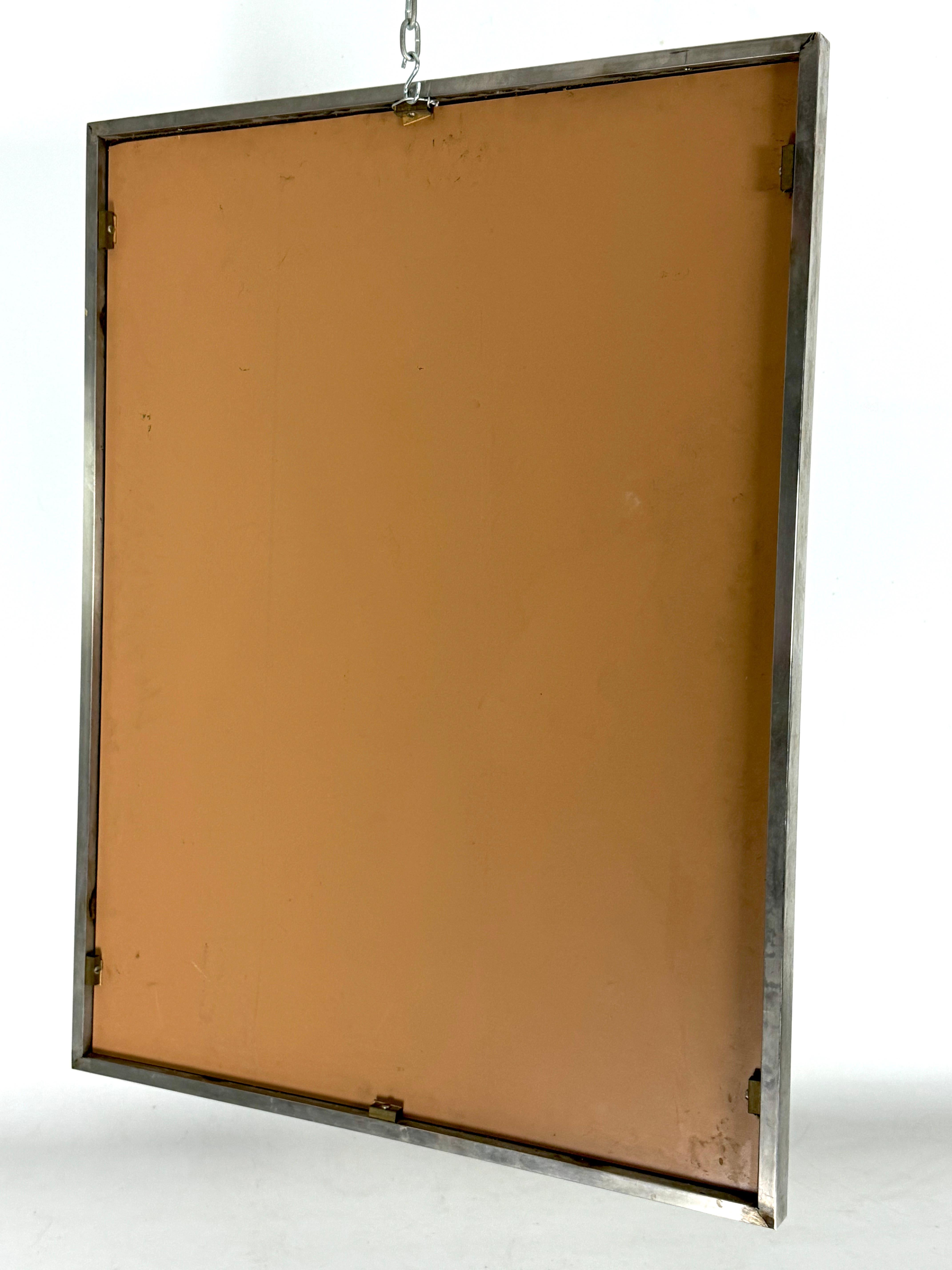 Italian vintage Romeo Rega chrome and brass mirror from 70s For Sale 3