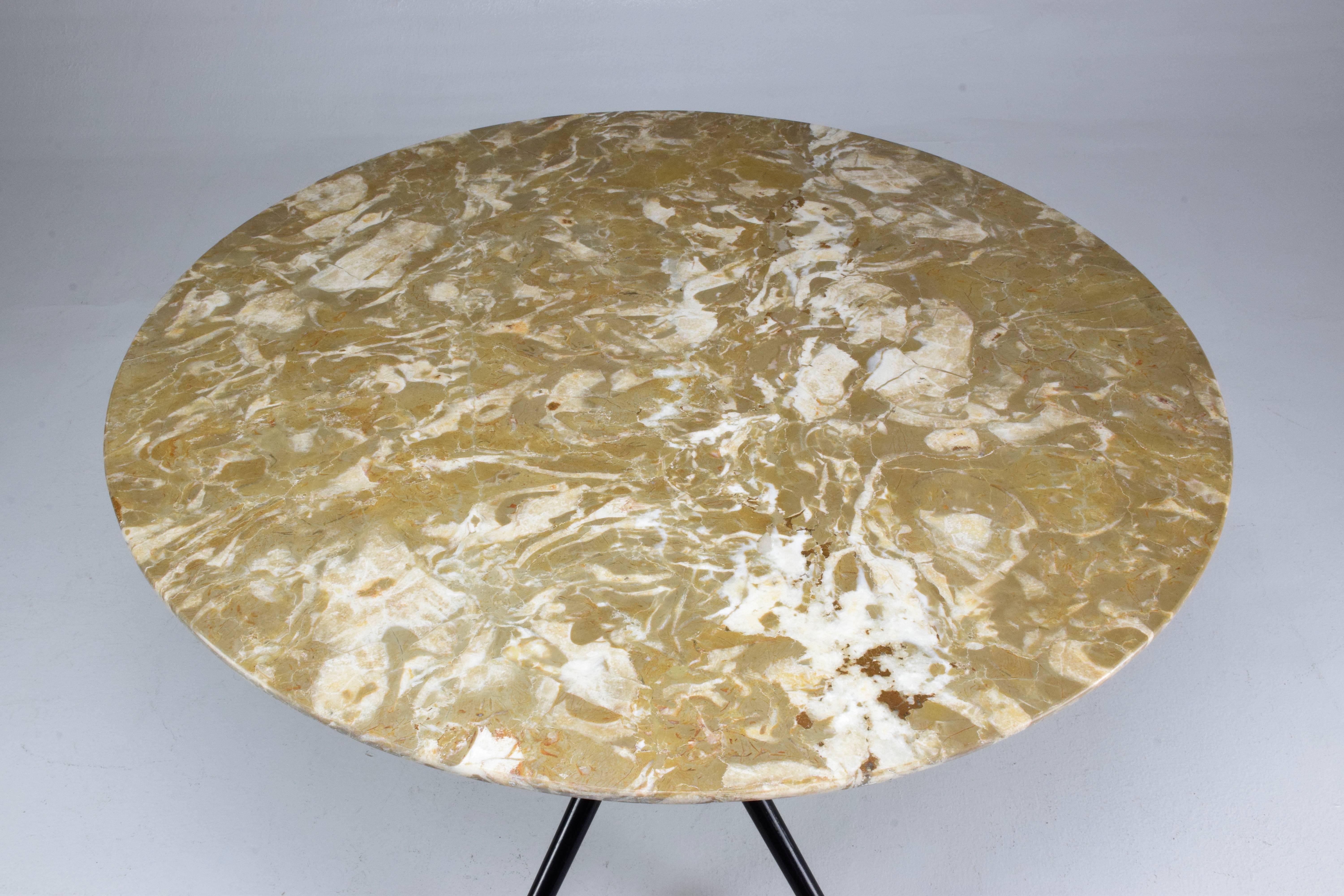 Mid-Century Modern Italian Vintage Round Marble Table by Cesare Lacca, 1950s