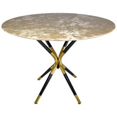 Italian Vintage Round Marble Table by Cesare Lacca, 1950s