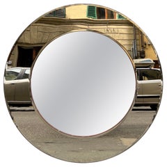 Italian Vintage Round Mirror with Bronze Murano Glass Frame, 1970s