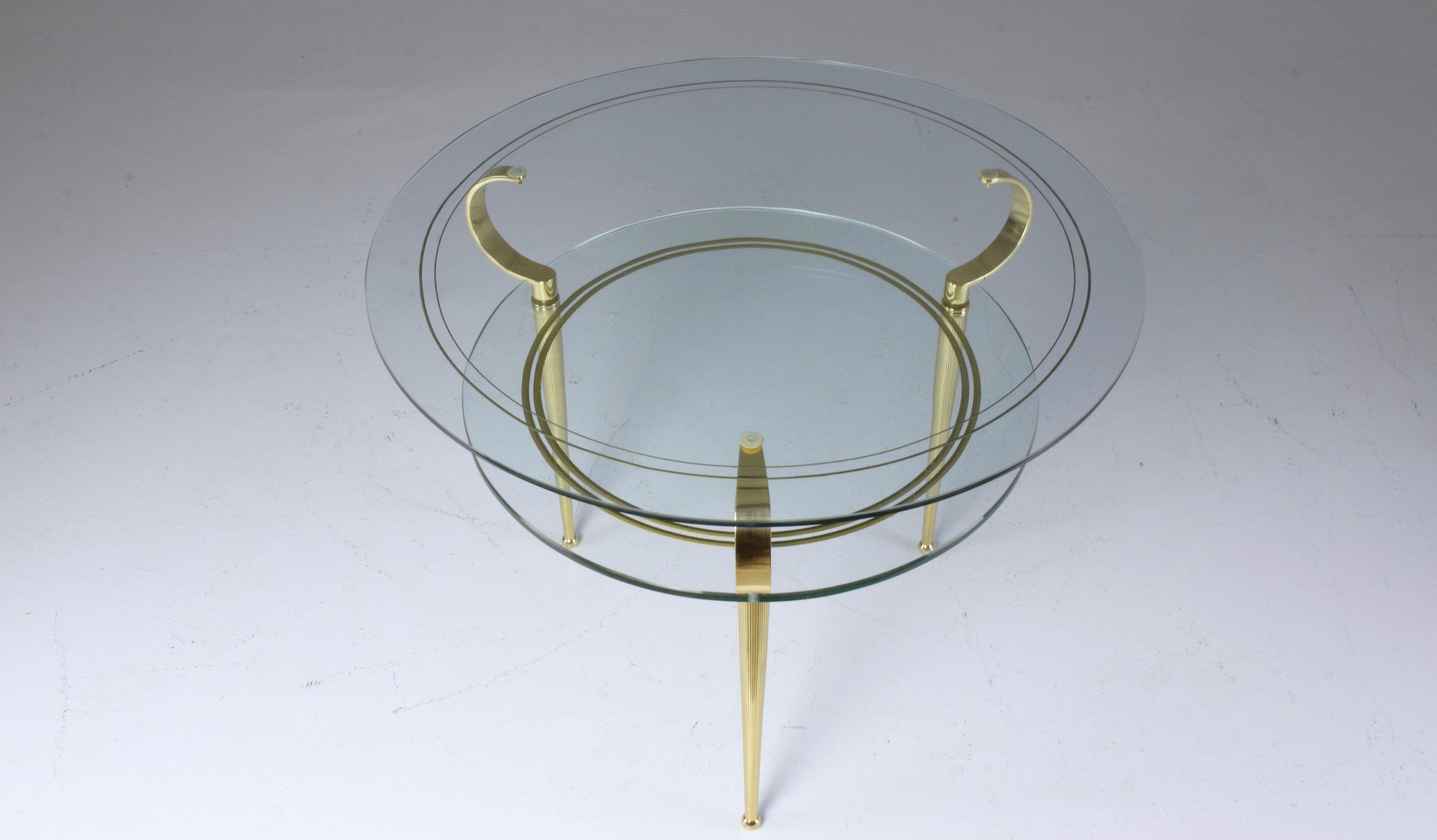 Italian Vintage Round Two-Tier Glass Table by Cesare Lacca, 1950s 5