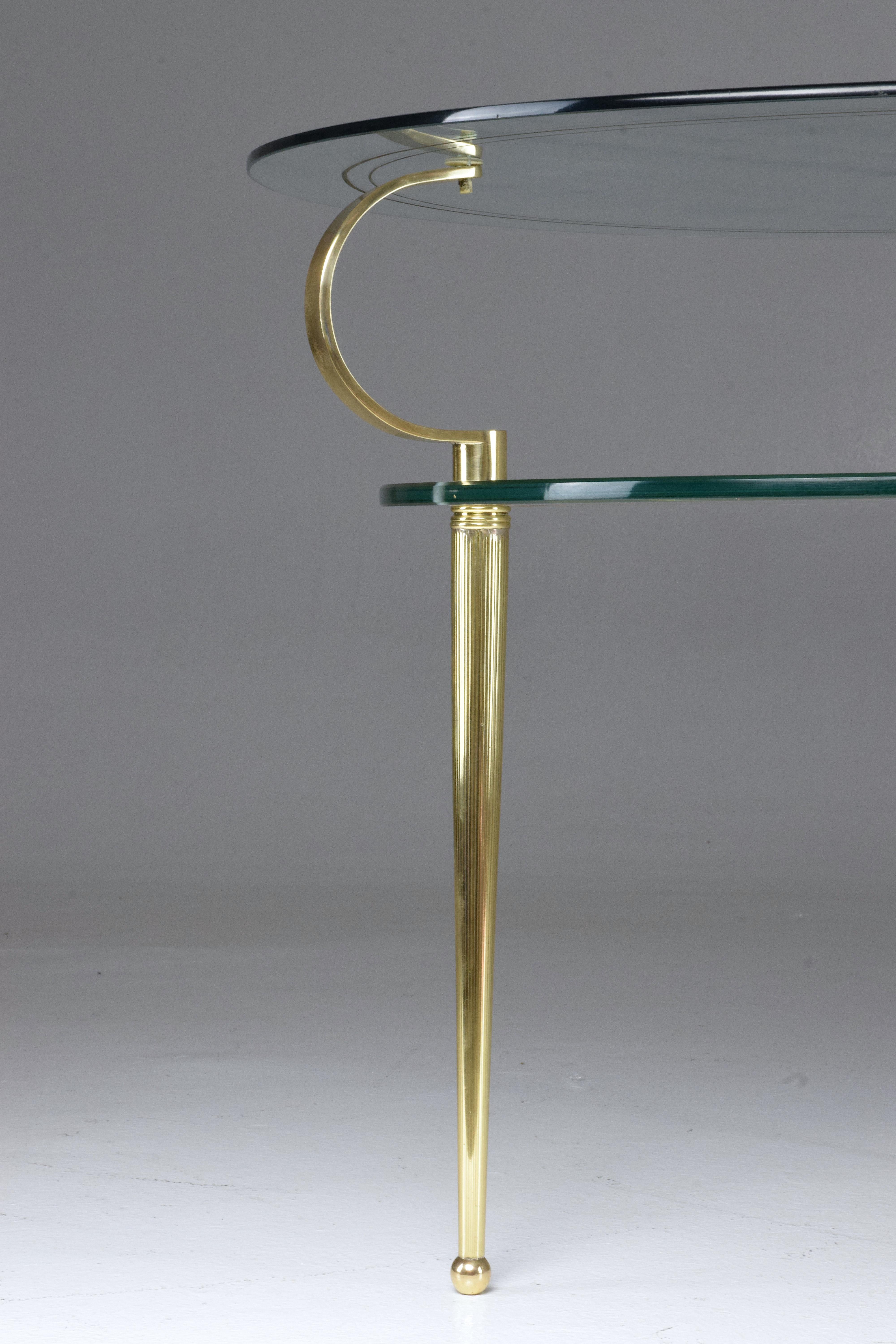 Italian Vintage Round Two-Tier Glass Table by Cesare Lacca, 1950s 9