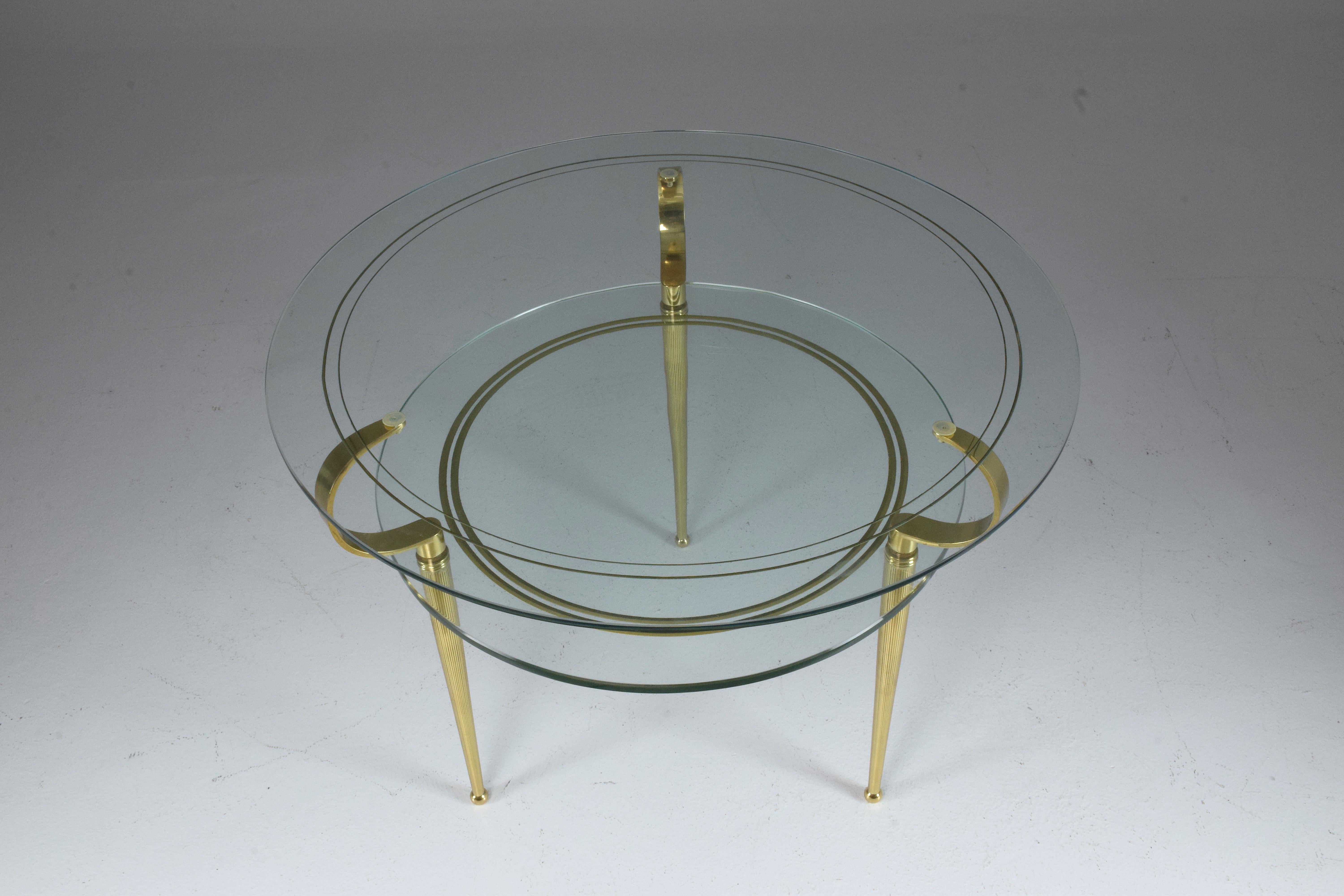 Italian Vintage Round Two-Tier Glass Table by Cesare Lacca, 1950s In Good Condition In Paris, FR