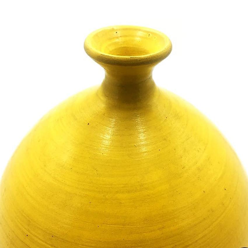 Modern Italian Vintage Round Yellow Terracotta Vase, 1970s