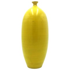 Italian Vintage Round Yellow Terracotta Vase, 1970s