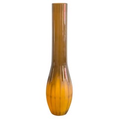 Italian Vintage Salviati 'Bulbi' Glass Vase Amber Color Design Anna Gili