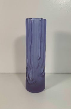 Italian Vintage Satinato Violet Murano Glass Vase, 1970s