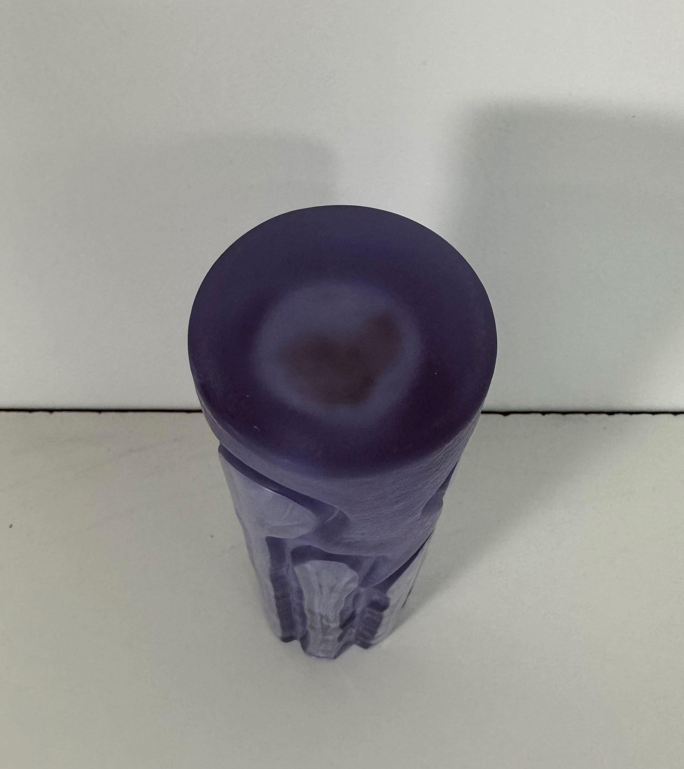 Italienische Vintage-Vase aus violettem Satinato-Muranoglas, 1970er Jahre im Angebot 1
