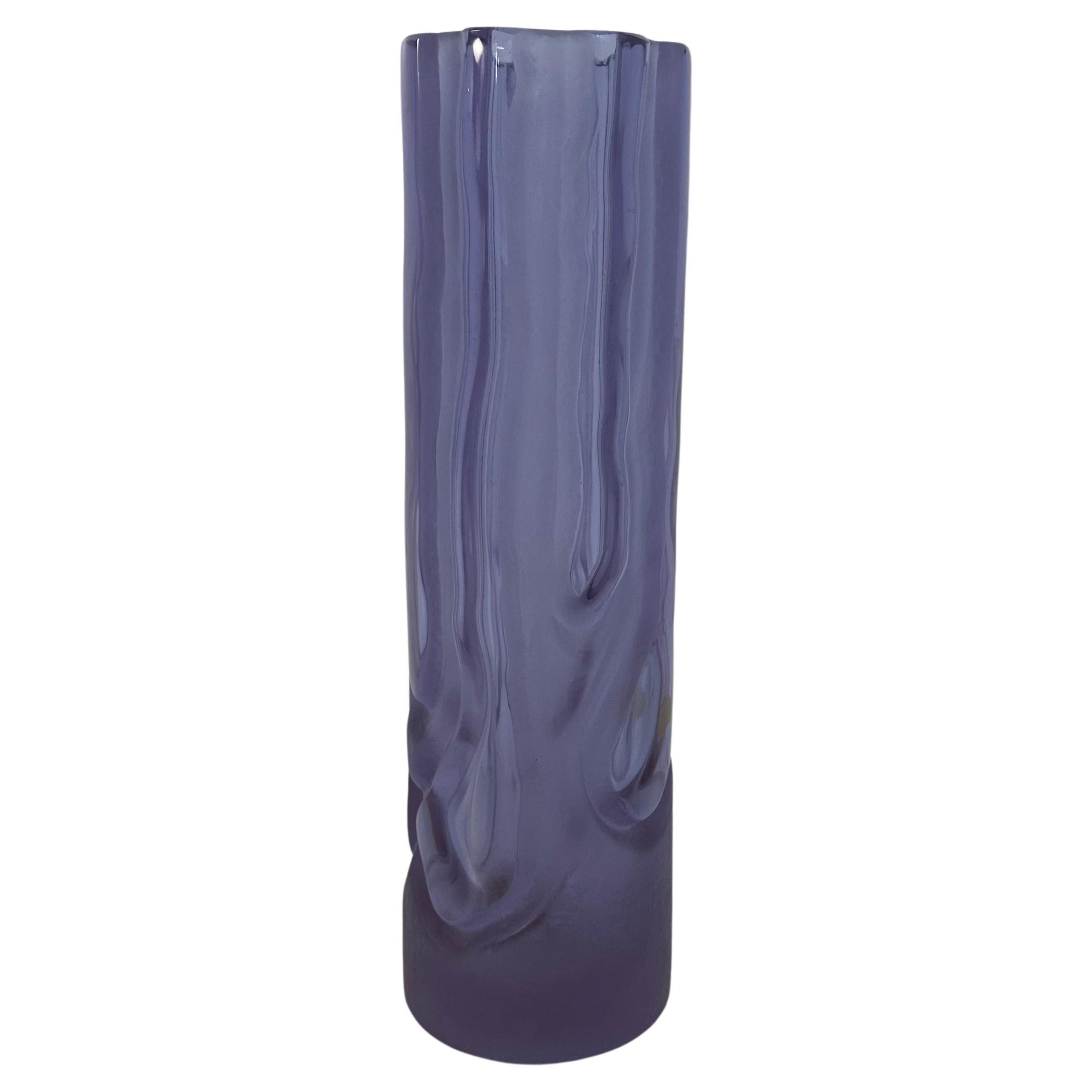 Italienische Vintage-Vase aus violettem Satinato-Muranoglas, 1970er Jahre