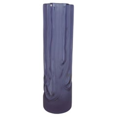 Italian Vintage Satinato Violet Murano Glass Vase, 1970s