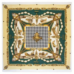 Italian Vintage Scarf with 18th Century Fragments and Aurora Quartz on Canvas