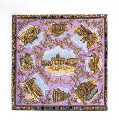 Italian Vintage Scarf with 18th Century Fragments and Glass Beads on Canvas