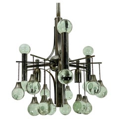 Italian Retro Sciolari chandelier in chrome and glass from 70s
