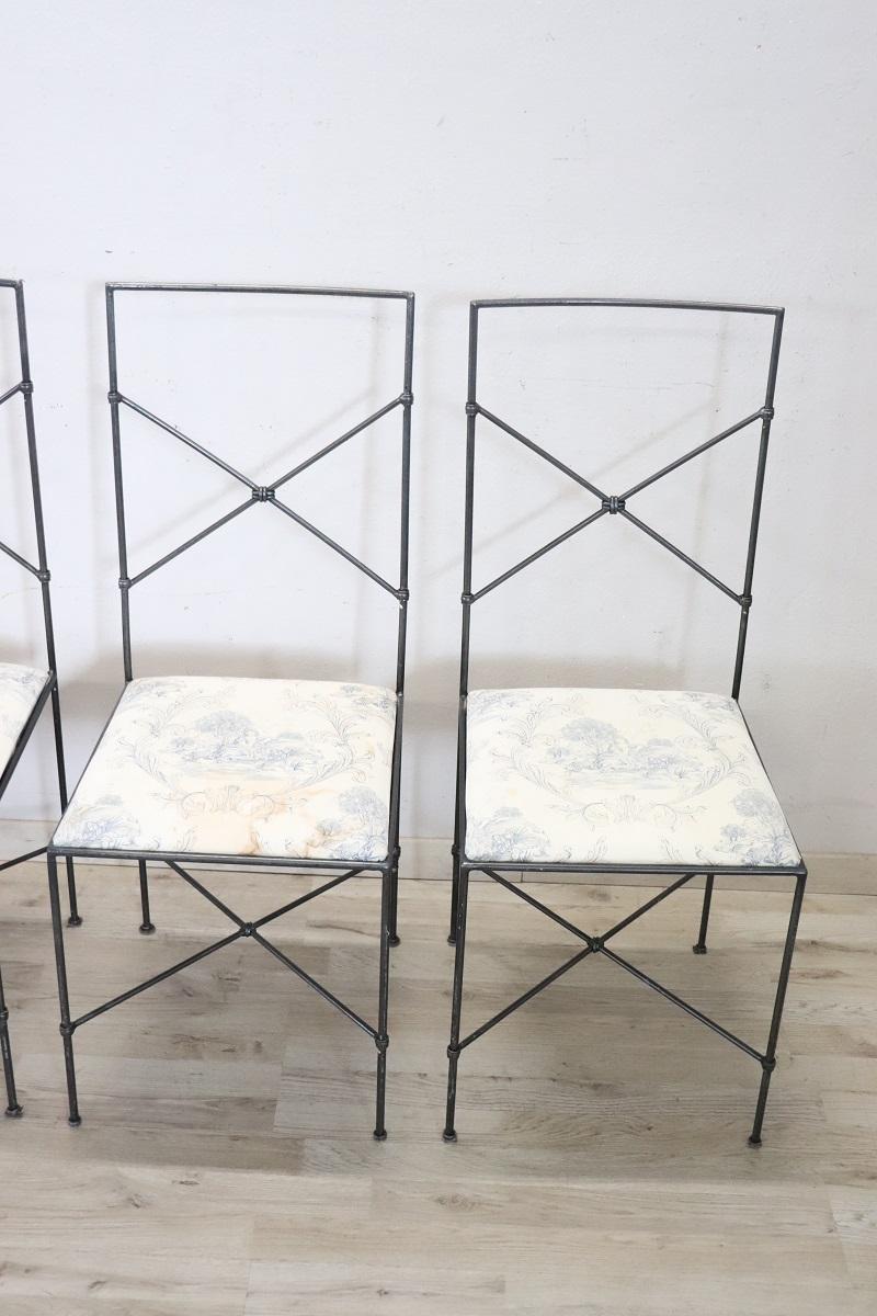 Italian Vintage Set of Four Chairs in Iron, 1980s In Good Condition For Sale In Casale Monferrato, IT