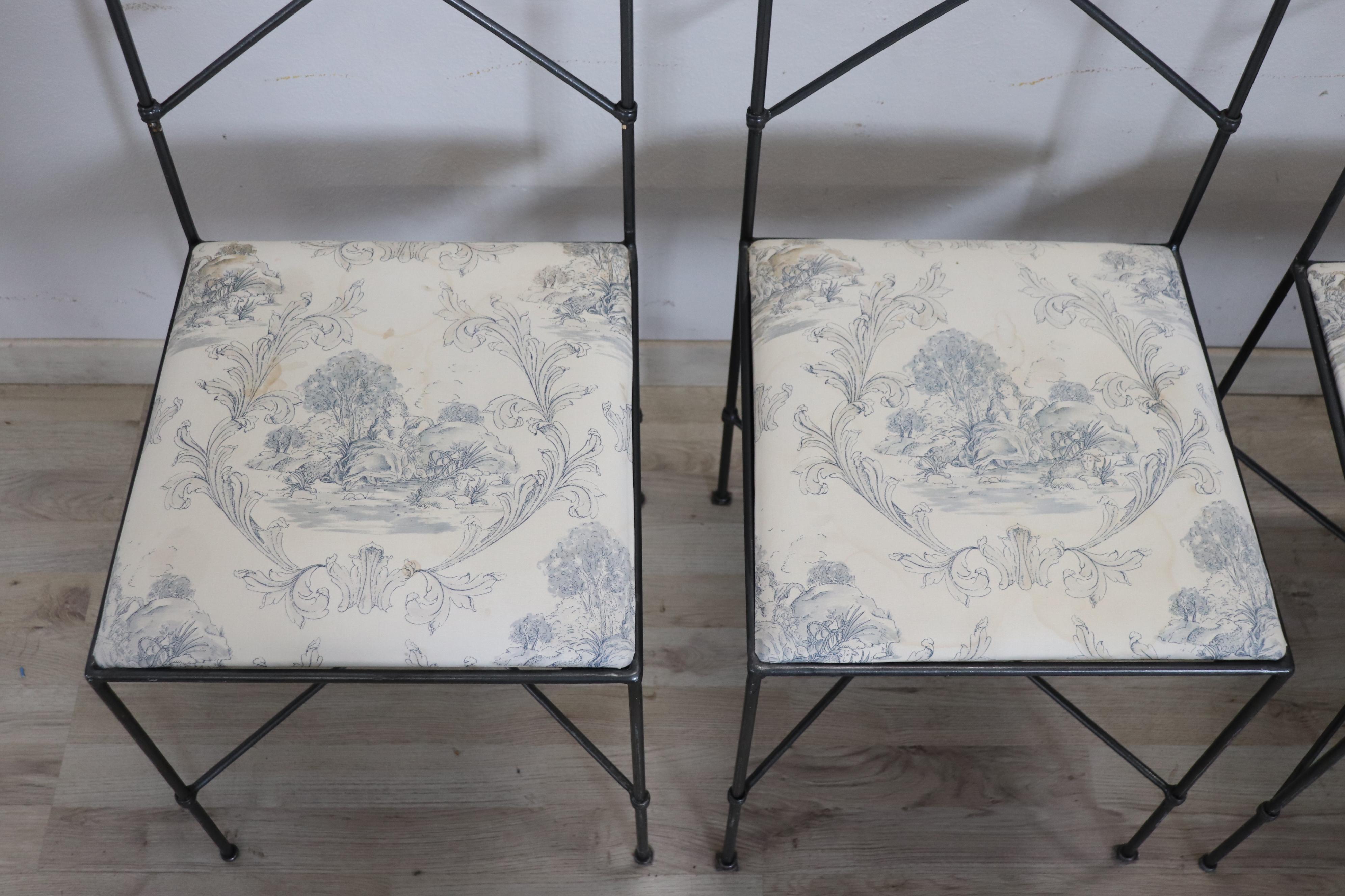 Italian Vintage Set of Four Chairs in Iron, 1980s For Sale 2
