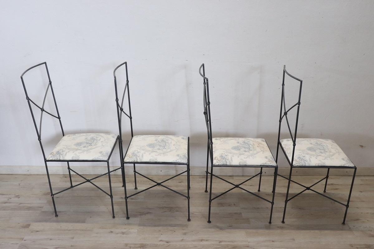 Italian Vintage Set of Four Chairs in Iron, 1980s For Sale 4