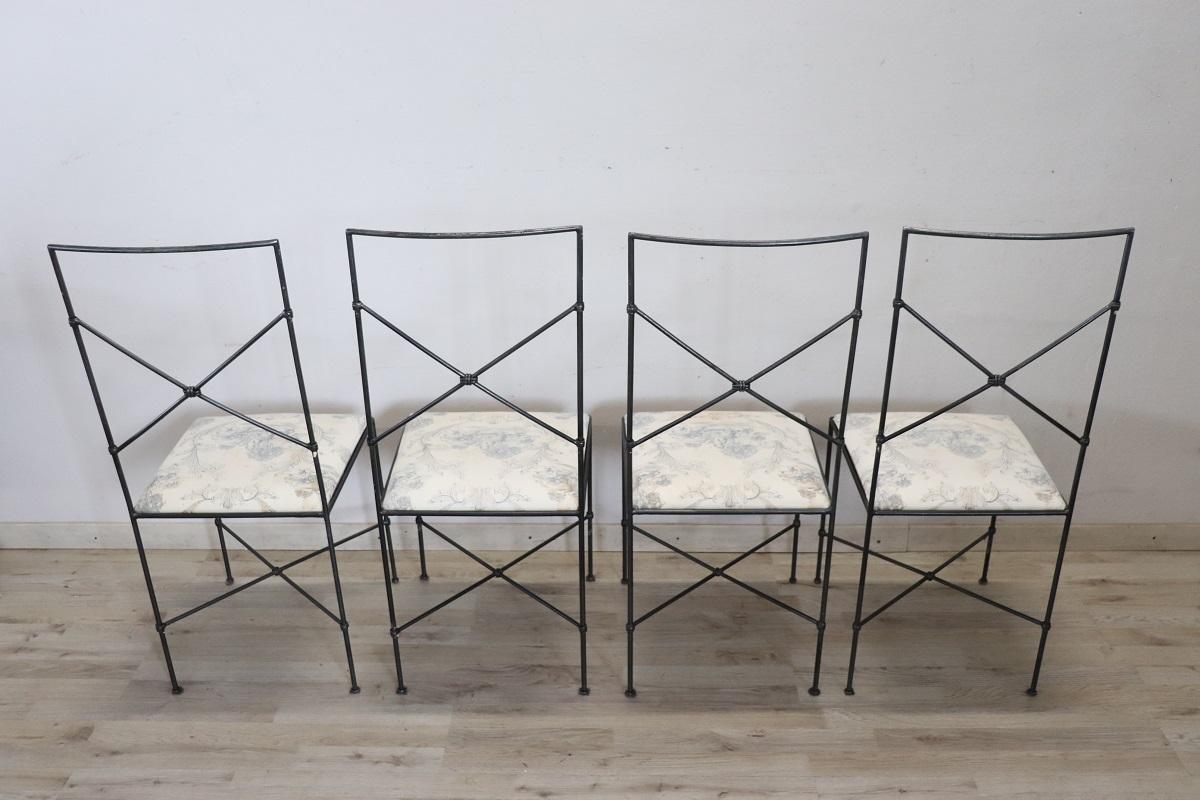 Italian Vintage Set of Four Chairs in Iron, 1980s For Sale 5