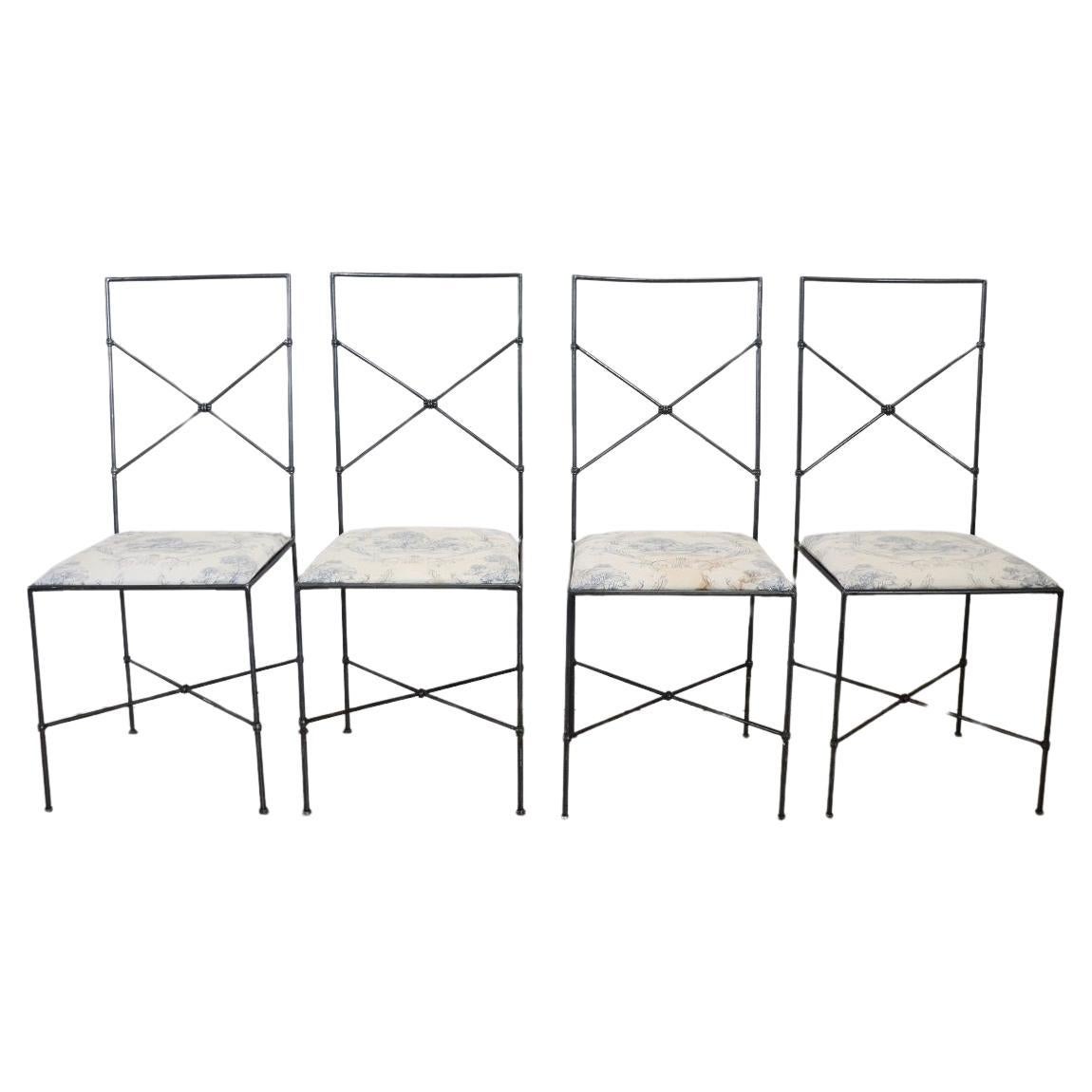 Italian Vintage Set of Four Chairs in Iron, 1980s For Sale