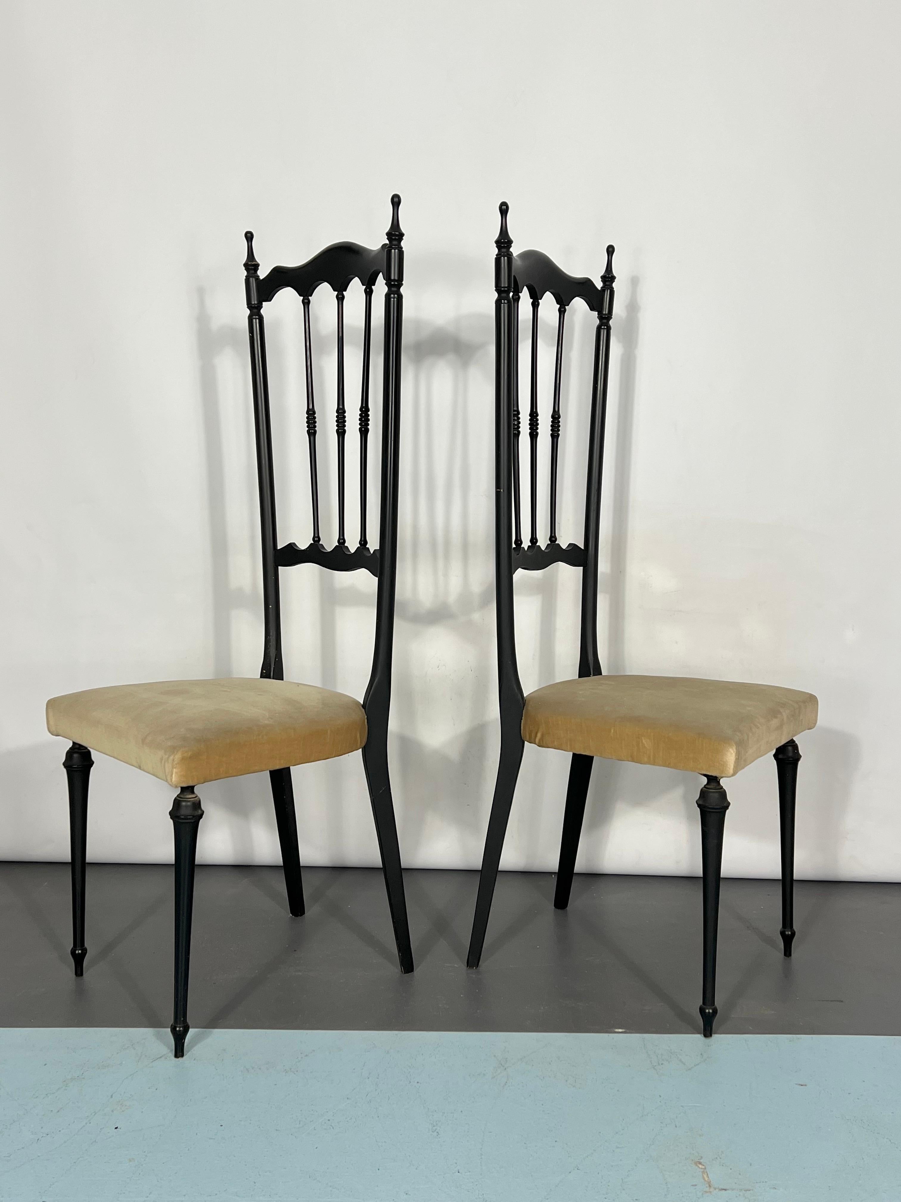 Mid-Century Modern Ensemble italien de deux chaises Chiavari d'appoint des années 50 en vente