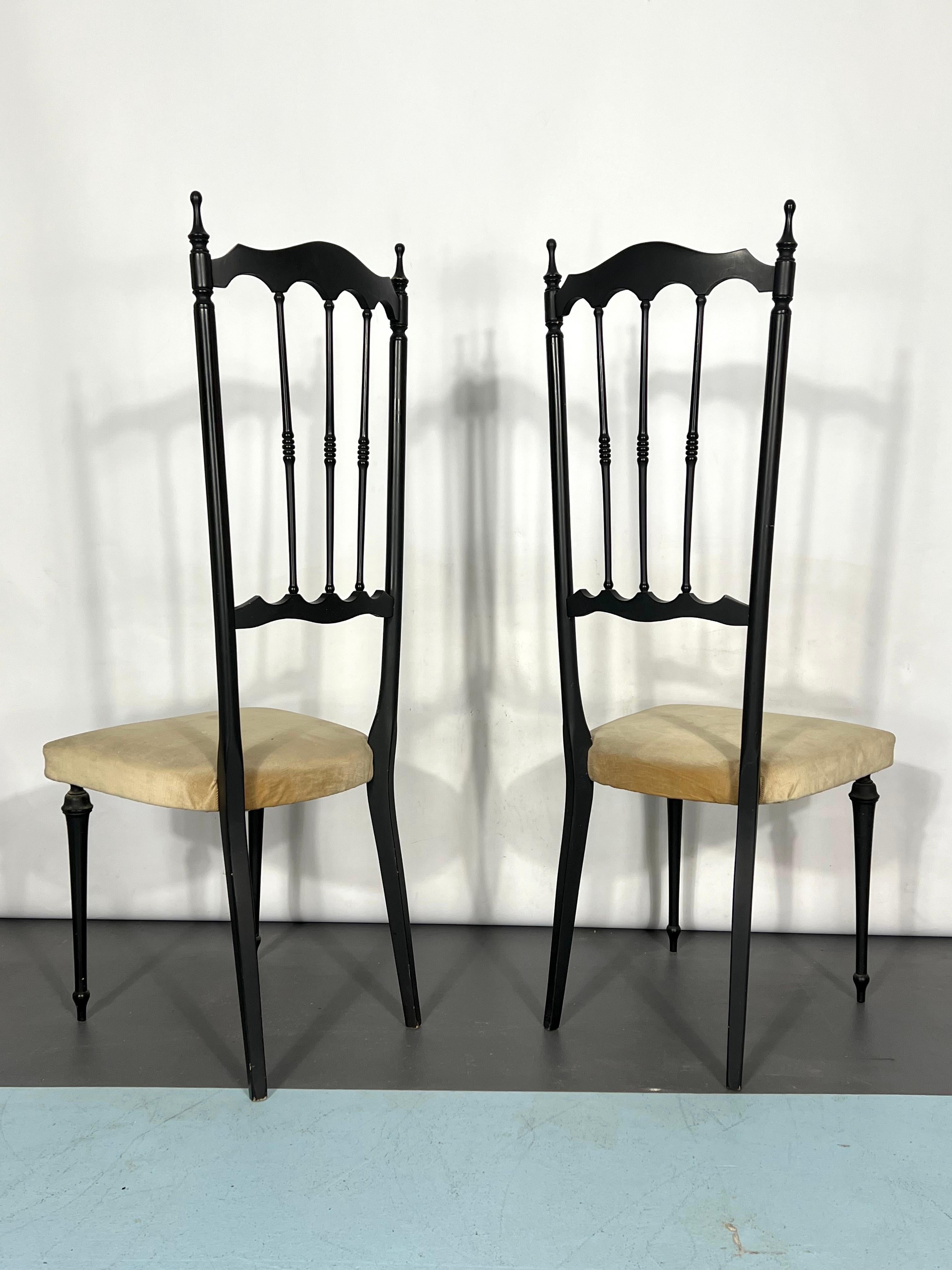 Ensemble italien de deux chaises Chiavari d'appoint des années 50 Bon état - En vente à Catania, CT