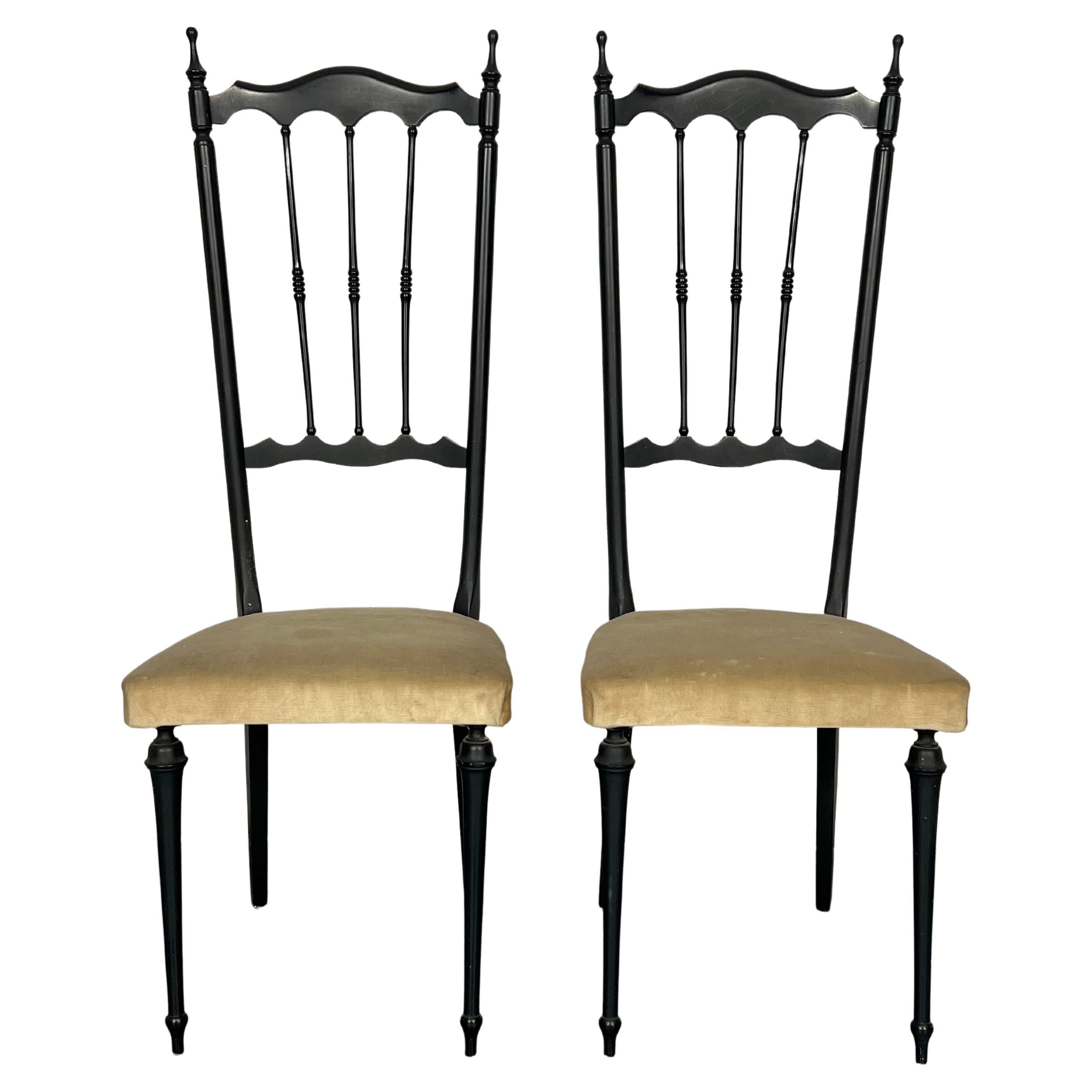 Italian Vintage Set of Two Side Chiavari Chairs from 50s