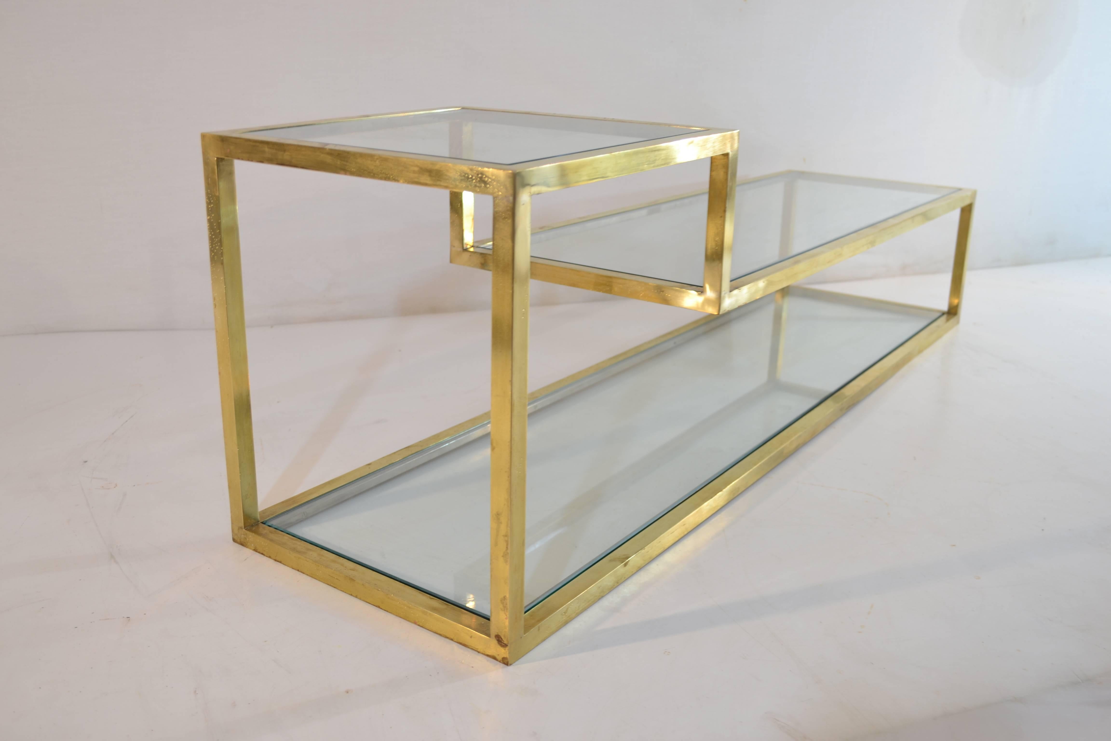 Late 20th Century Italian Vintage Side or Coffee Table Brass
