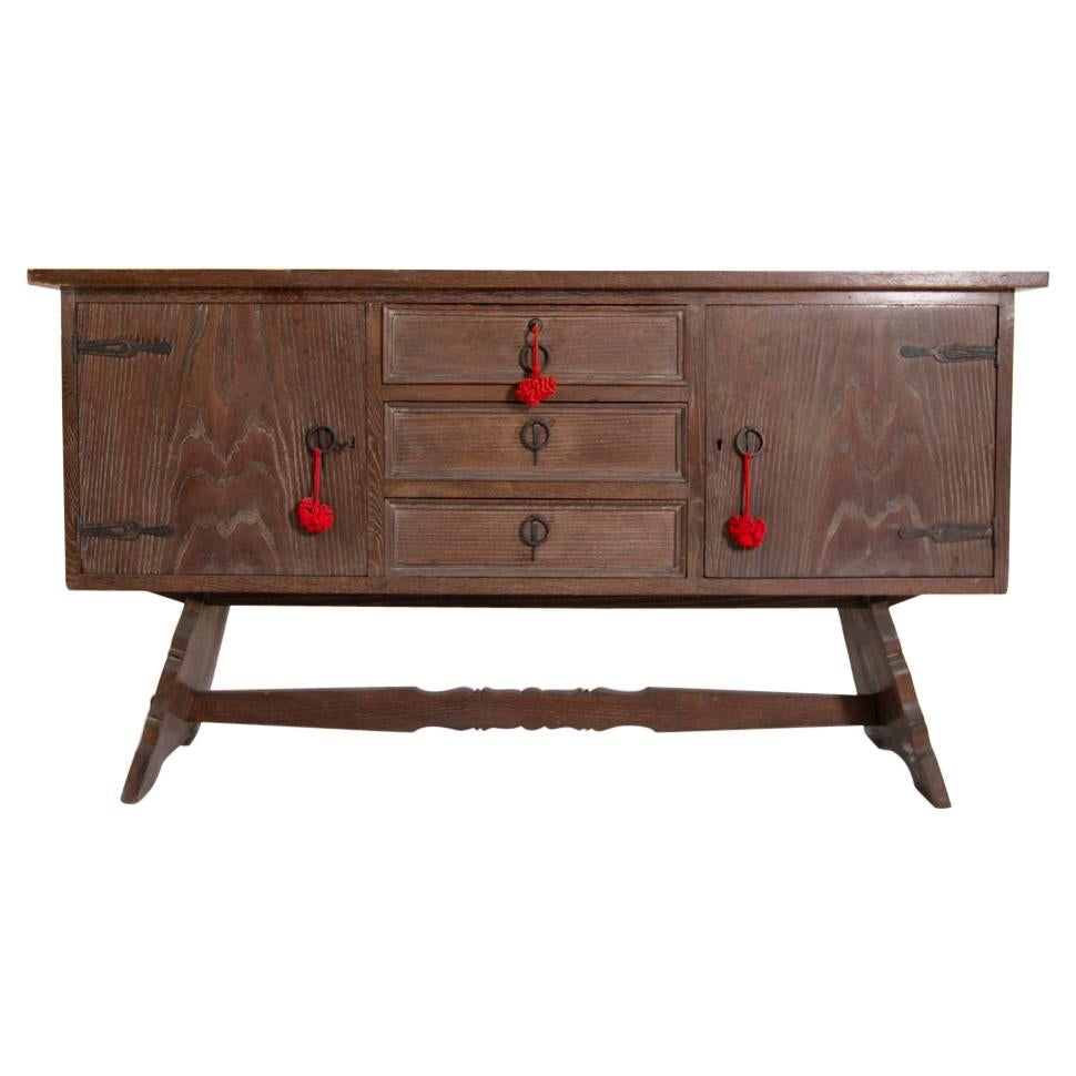 Italian Vintage Sideboard in Solid Wood and Iron