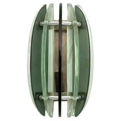 Italian Vintage single thick glass sconce by Veca. 1960s