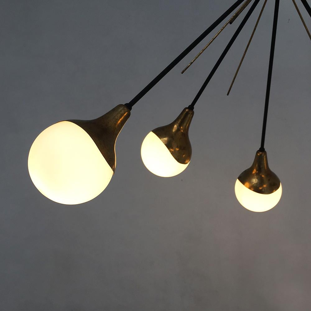 Italian Vintage Six Lights Sputnik Chandelier by Stilnovo, 1950s In Good Condition In MIlano, IT