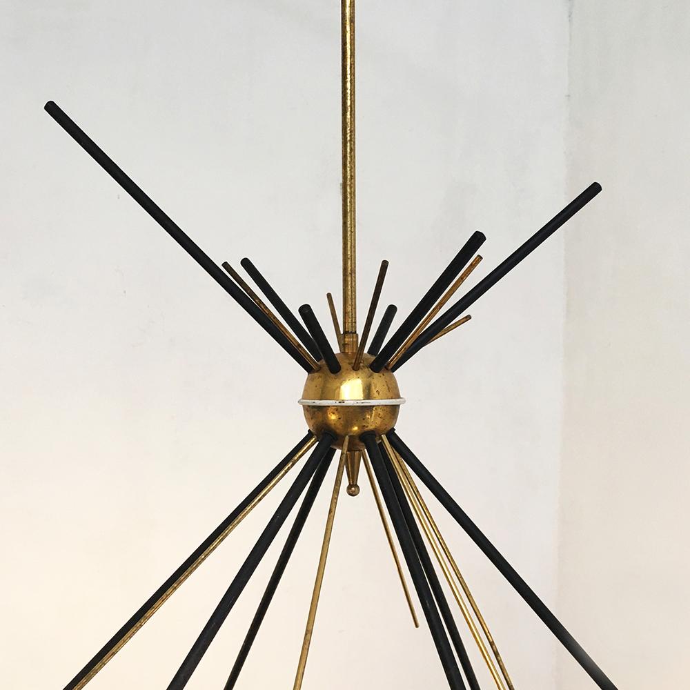 Metal Italian Vintage Six Lights Sputnik Chandelier by Stilnovo, 1950s