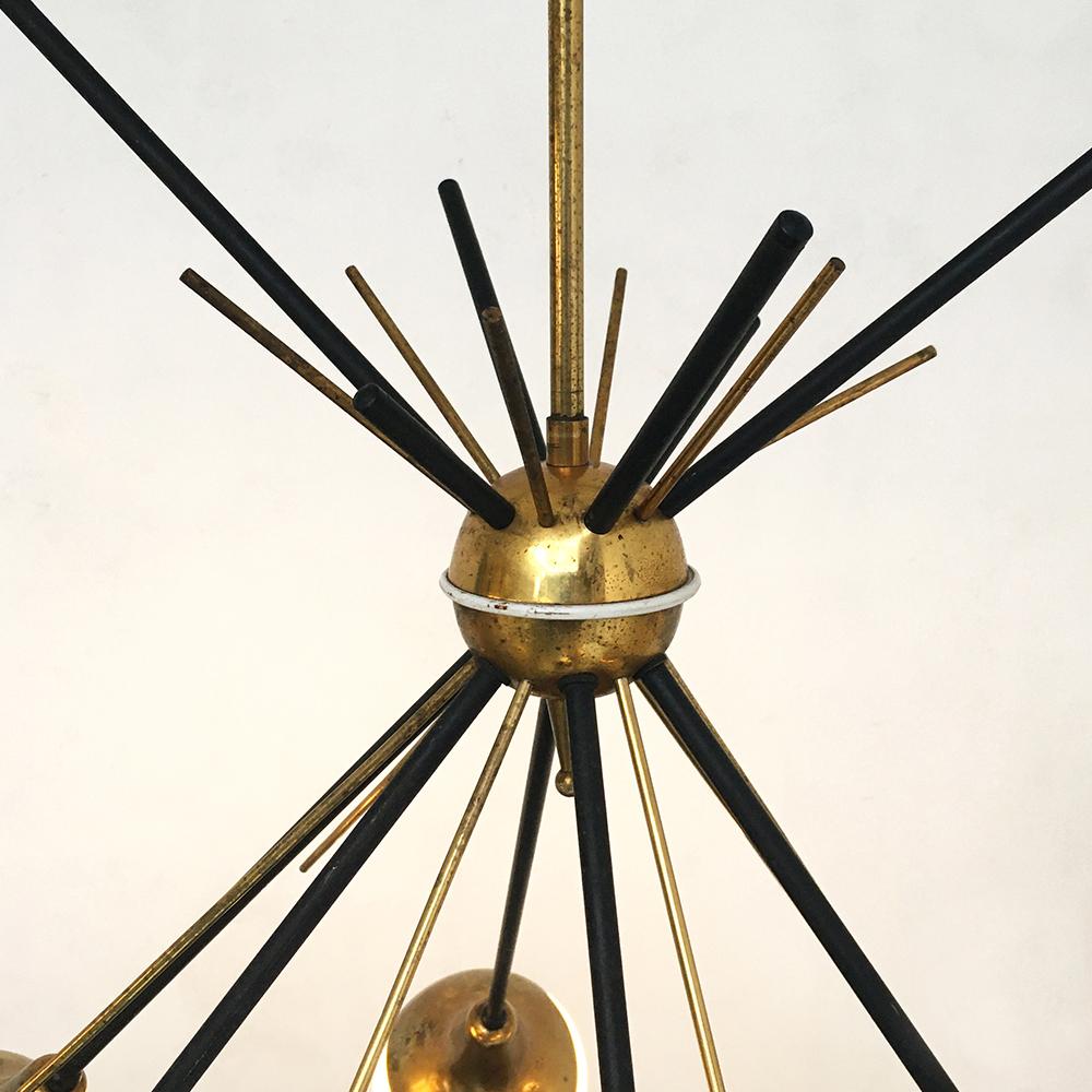 Italian Vintage Six Lights Sputnik Chandelier by Stilnovo, 1950s 1