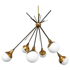 Italian Vintage Six Lights Sputnik Chandelier by Stilnovo, 1950s