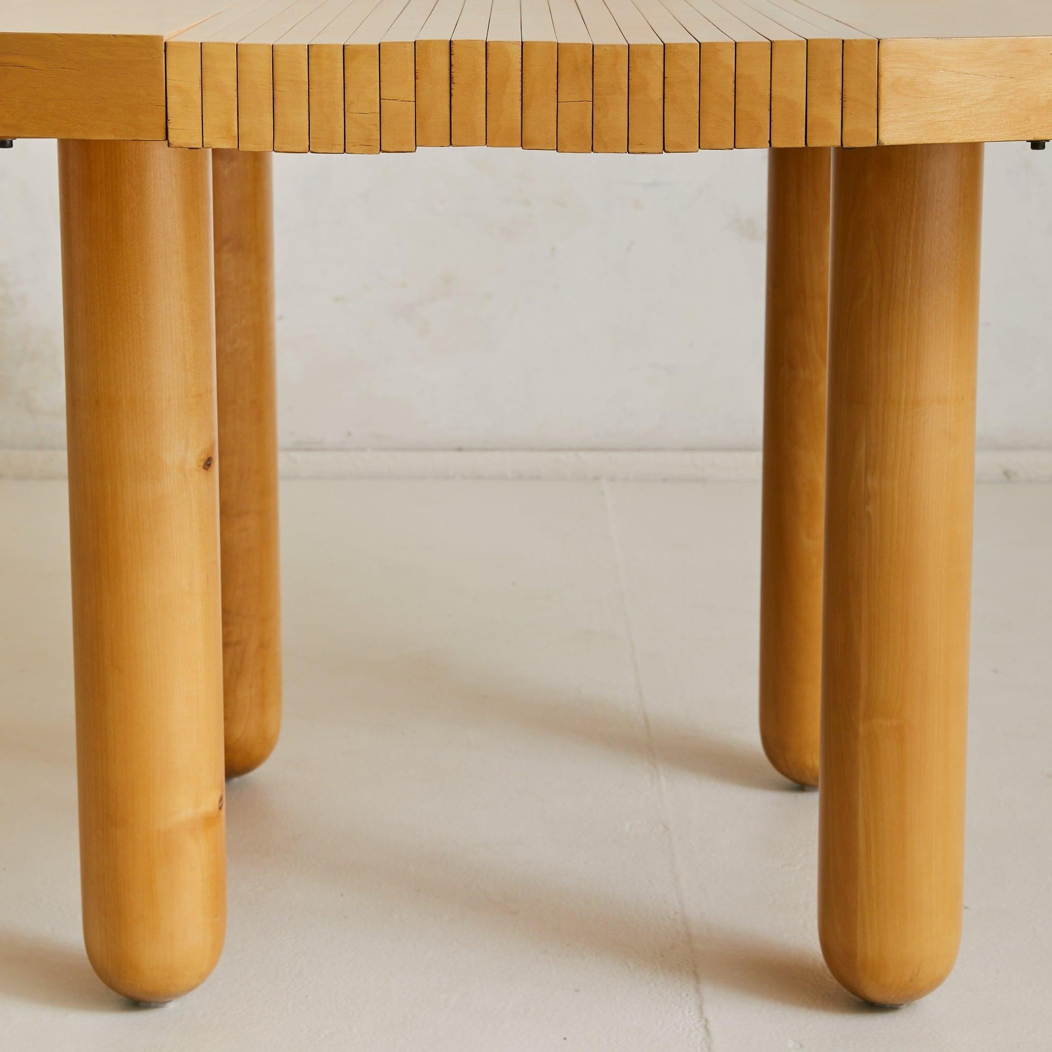 Italian Vintage Slatted Wood Dining Table with Extension en vente 3
