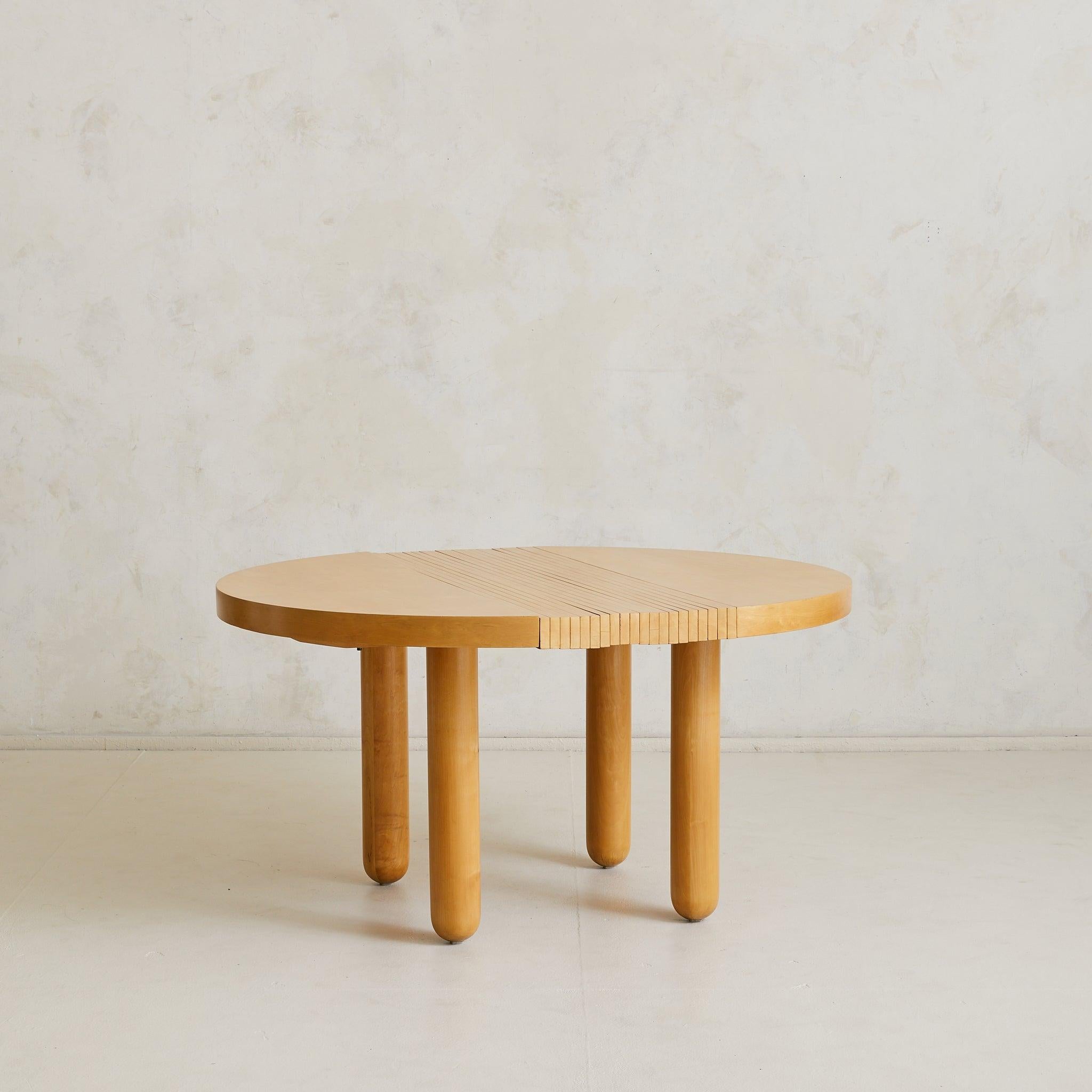 italien Italian Vintage Slatted Wood Dining Table with Extension en vente