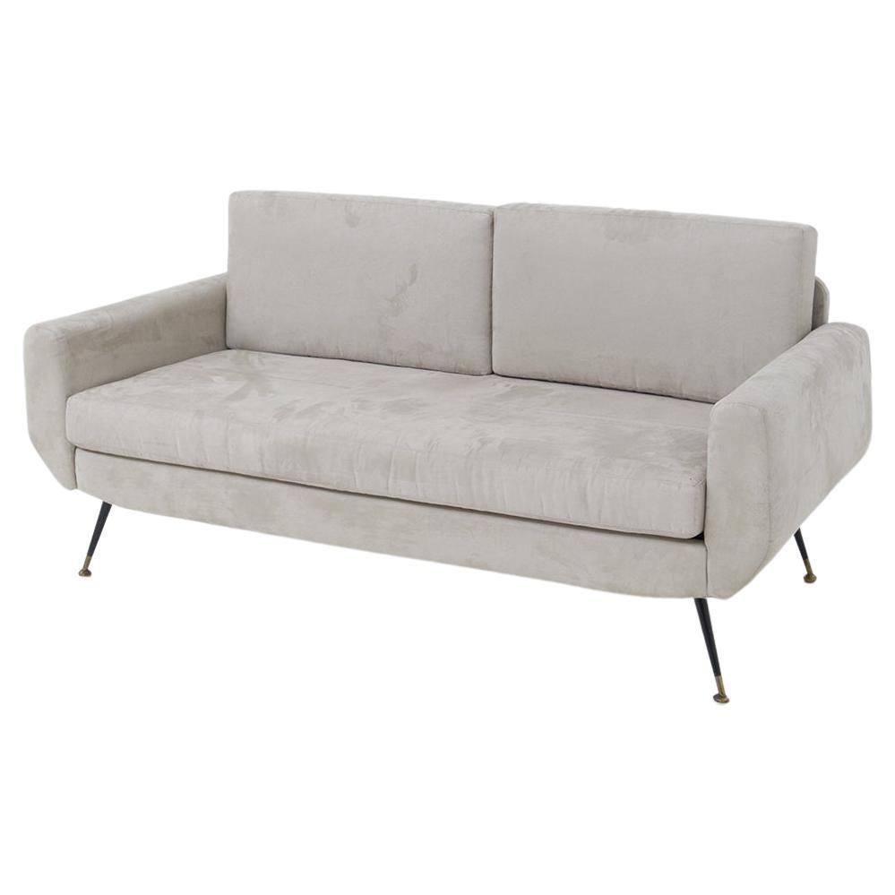 Italian Vintage Sofa Bed in Grey Velvet