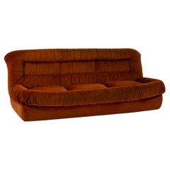 Italian Vintage Sofa in Orange Velvet