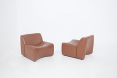 Italian Vintage Sofa with Four Modules in Brown Sky Leather