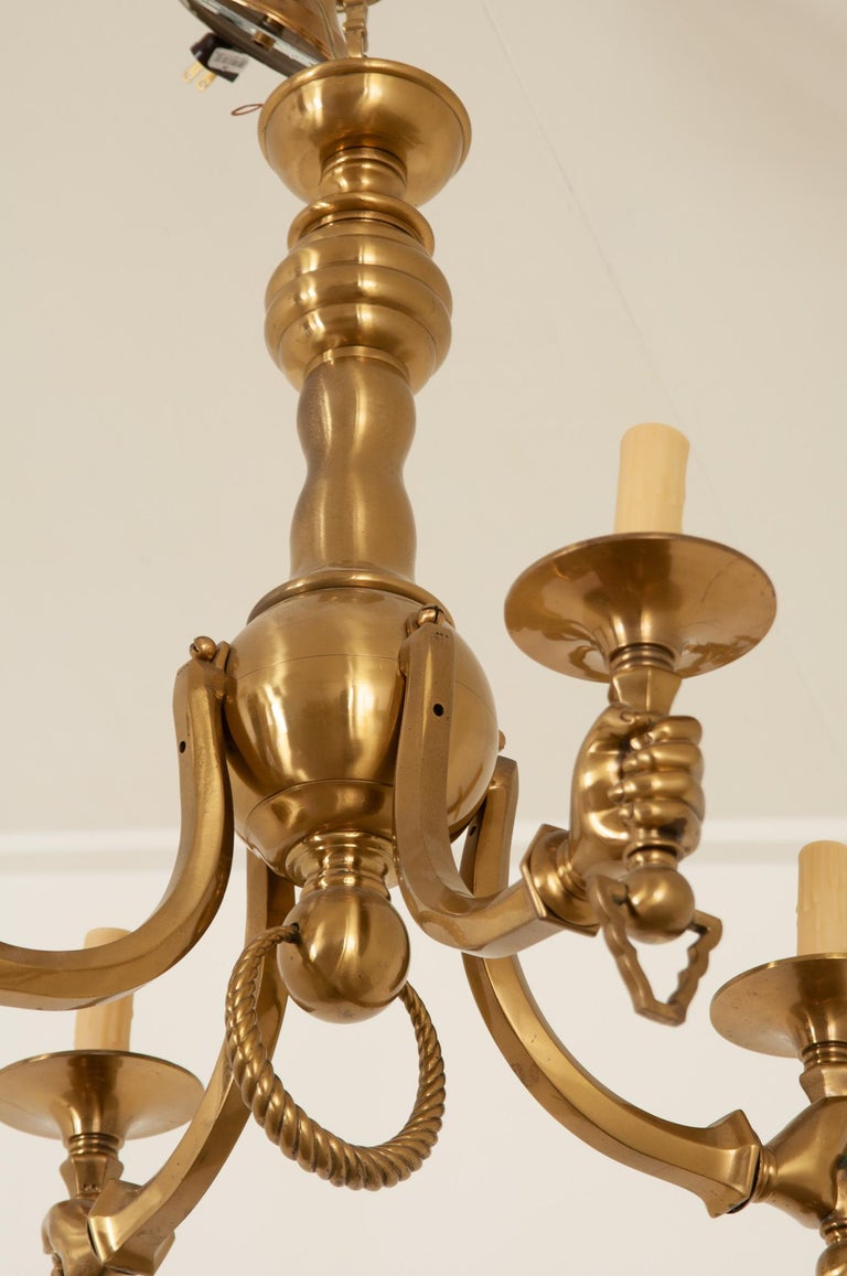 Italian Vintage Solid Brass Hand Chandelier For Sale at 1stDibs