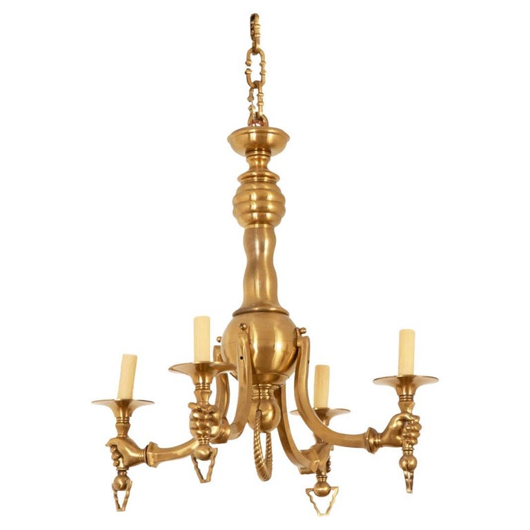 Italian Vintage Solid Brass Hand Chandelier For Sale at 1stDibs