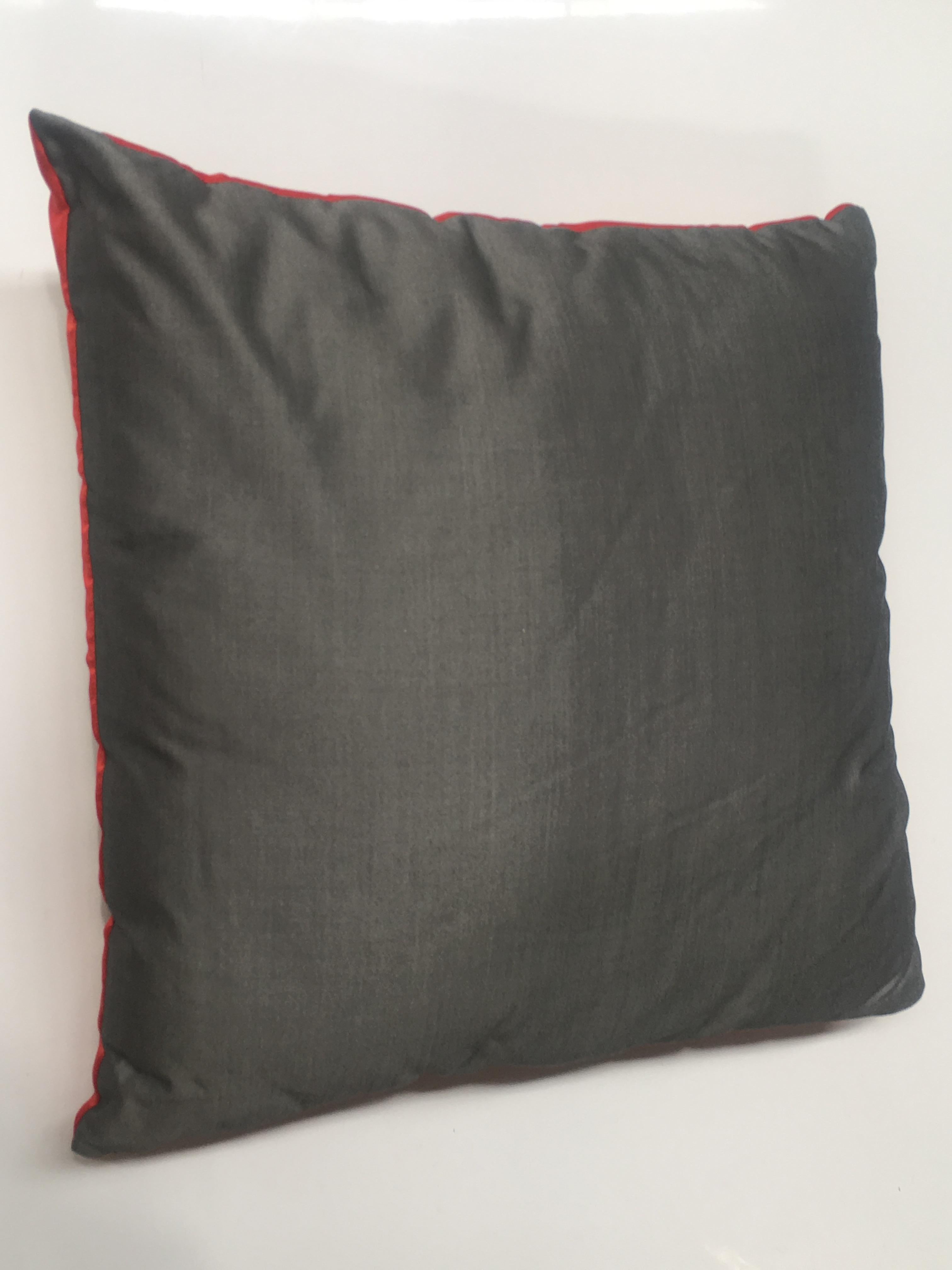 Italian Vintage Souvenir Silk Scarf Throw Pillow, 1970s 7