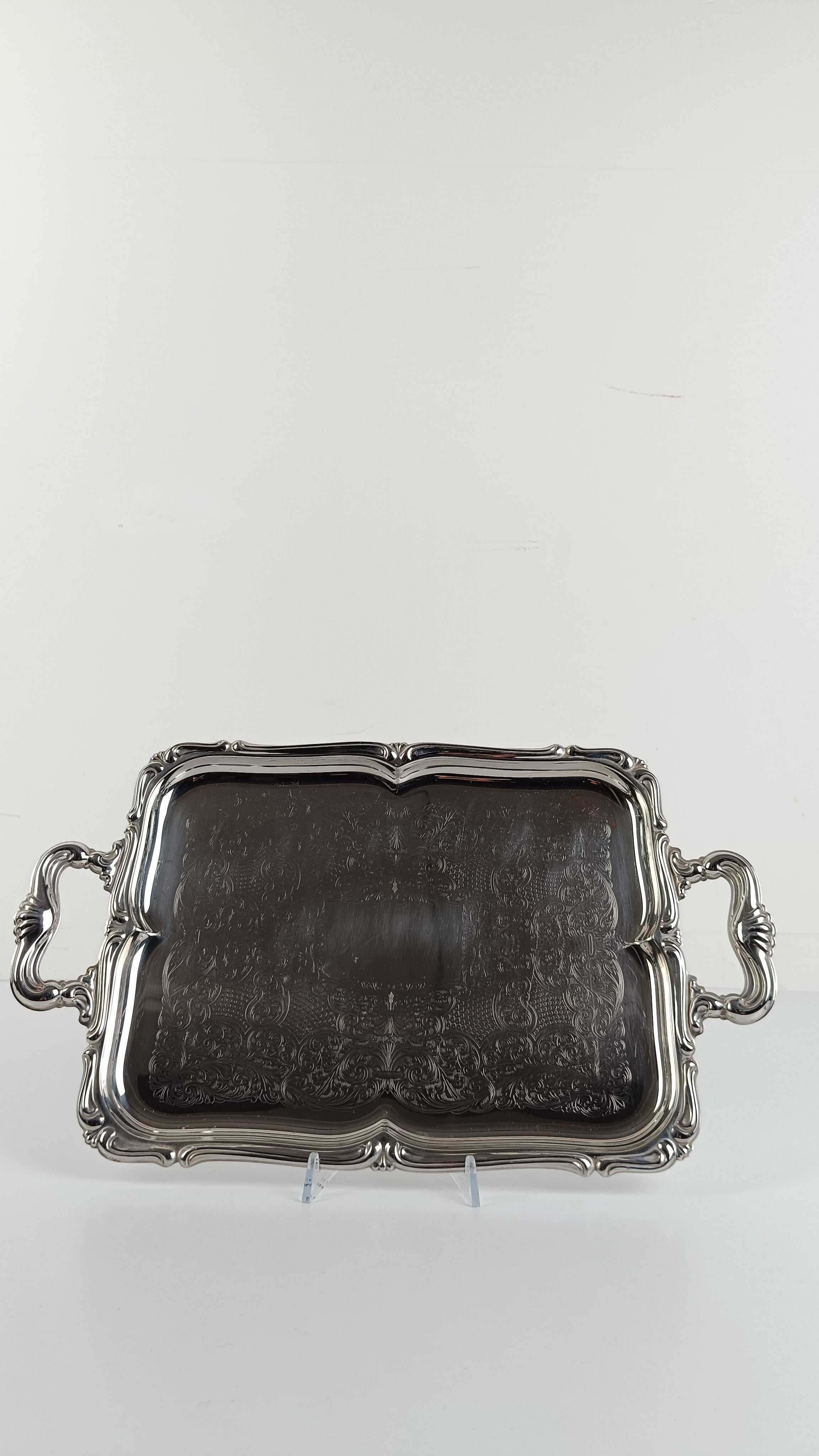 Bandeja Vintage Italiana de Acero Inoxidable en Estilo Barroco By Alessi 60s Mediana en venta 7