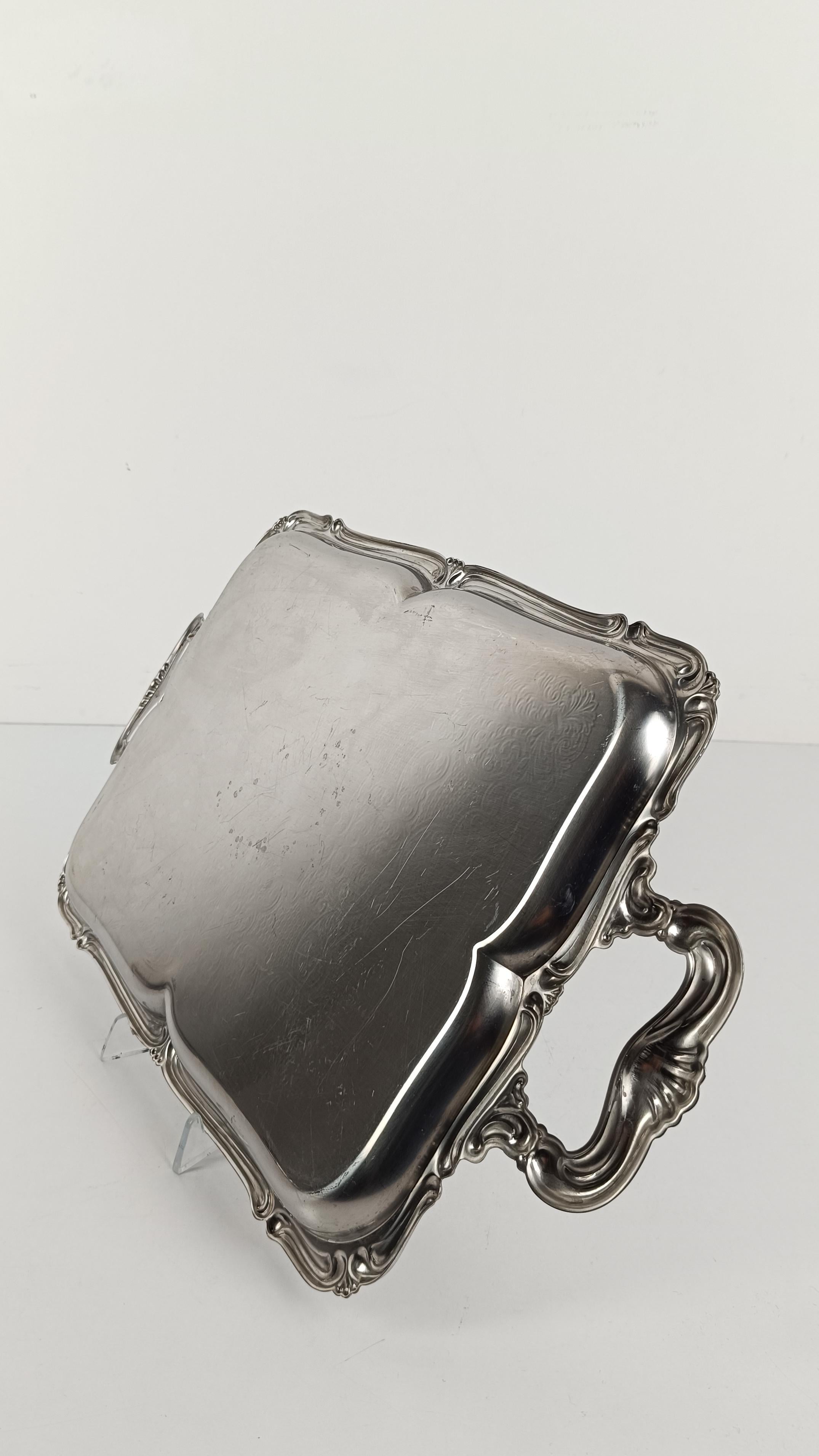 Bandeja Vintage Italiana de Acero Inoxidable en Estilo Barroco By Alessi 60s Mediana en venta 10